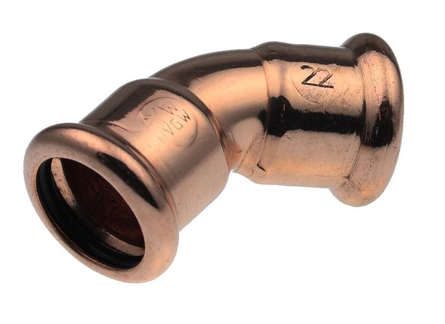 Bøjning VSH 45° muffe/muffe 28 mm CU