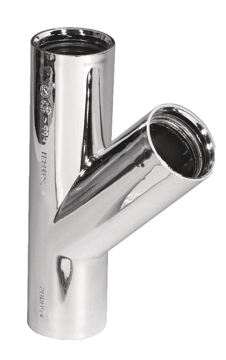 Purus grenrør 45° 32 mm forkromet PP/TPE