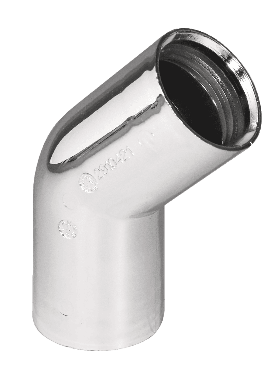 Purus vinkel 45° 32 mm forkromet PP/TPE