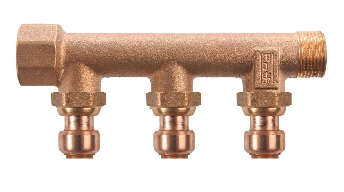 Roth fordelerrør 3 afgreninger x 15 mm indstik Euro-red - Roth Danmark - Roth fordelerrør 3 afgreninger x 15 mm indstik Euro-red