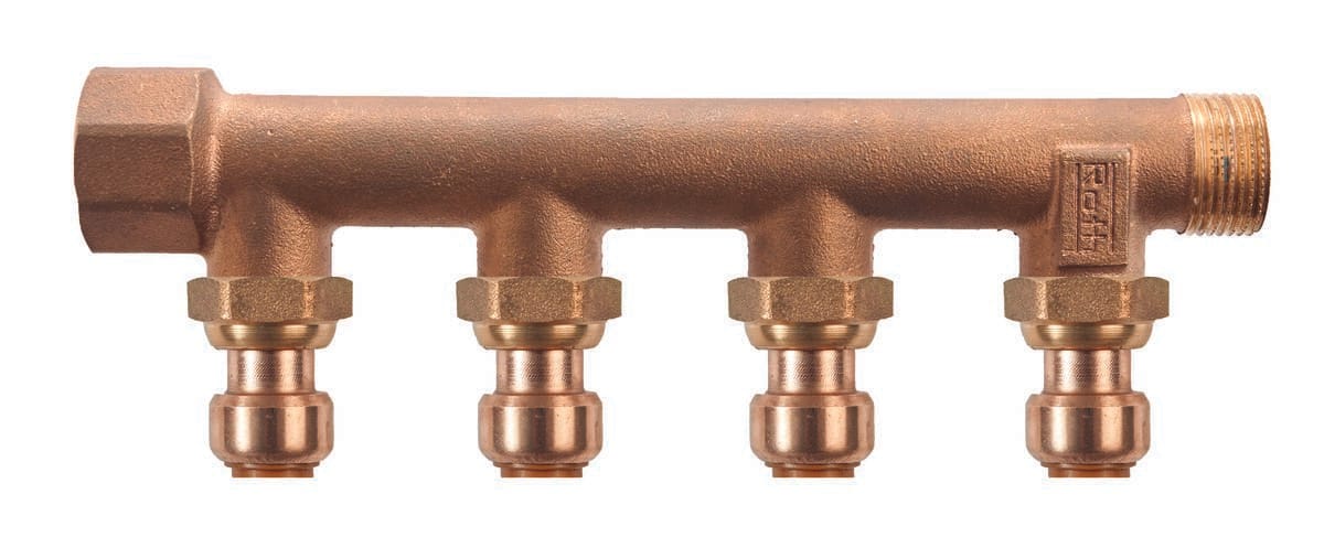 Roth fordelerrør 4 afgreninger x 15 mm indstik Euro-red - Roth Danmark - Roth fordelerrør 4 afgreninger x 15 mm indstik Euro-red