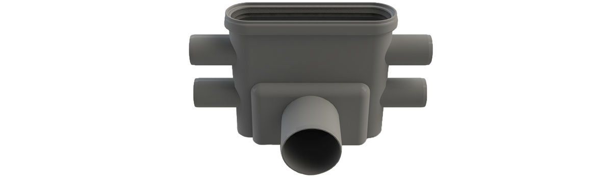 Udløbshus linje ø75 mm vandret sideindløb - Unidrain - Udløbshus linje ø75 mm vandret sideindløb