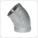 Vinkel 45° 1.4408, 20 bar 3/4 muffe/muffe