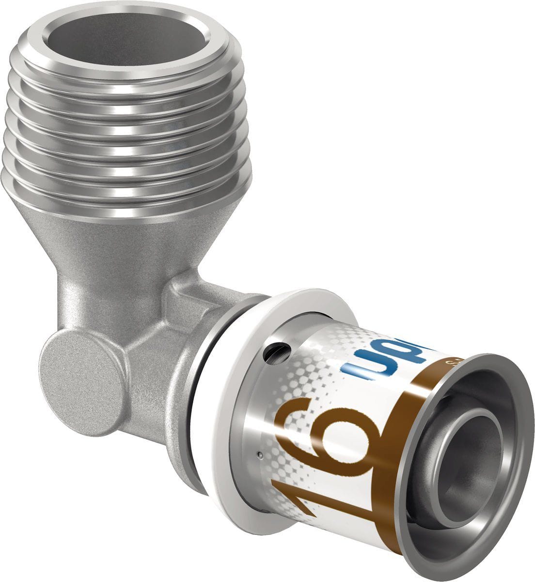 Uponor S-Press PLUS presvinkel 90° muffe/nippel 16 mm x 1/2"