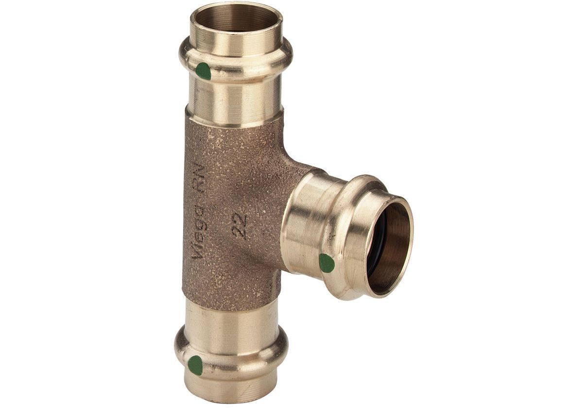 Sanpress T-stykke 15 mm rødgods - Viega - Sanpress T-stykke 15 mm rødgods