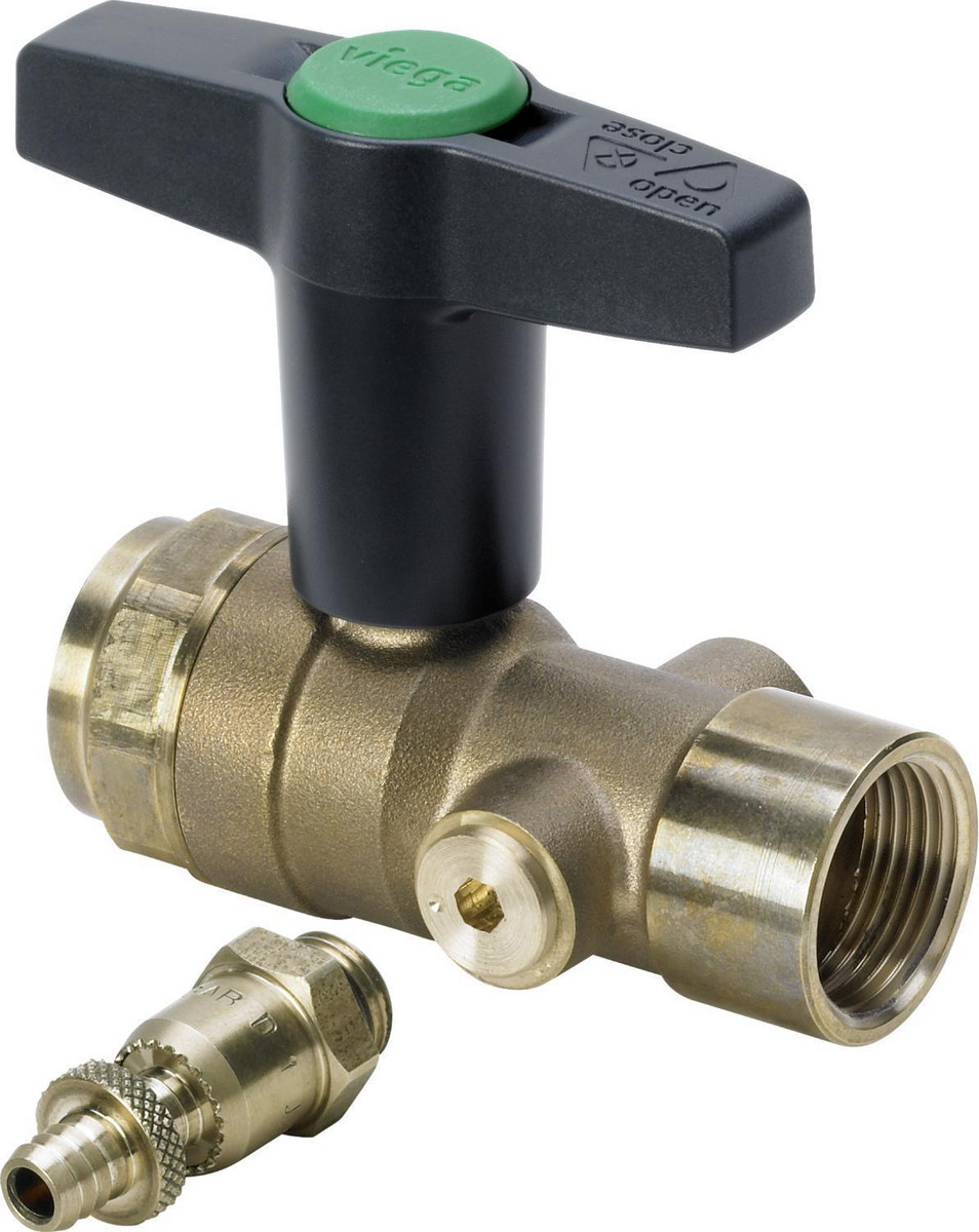 Easytop kuglehane muffe/muffe 1" med aftap rødgods