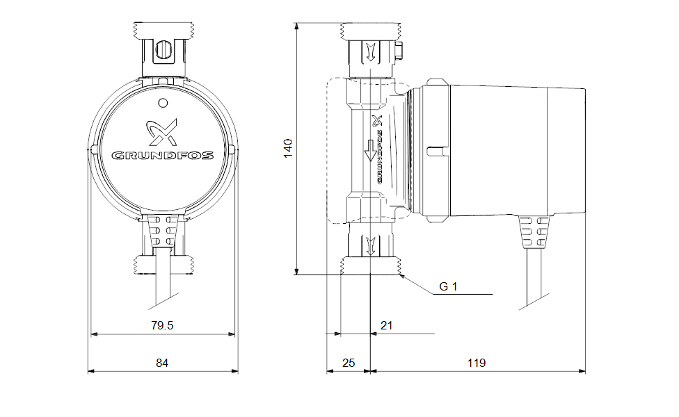 Grundfos COMFORT UP brugsvandspumpe 15-14BX PM 230V 110 mm - Grundfos - Grundfos COMFORT UP brugsvandspumpe 15-14BX PM 230V 110 mm - Billede 2