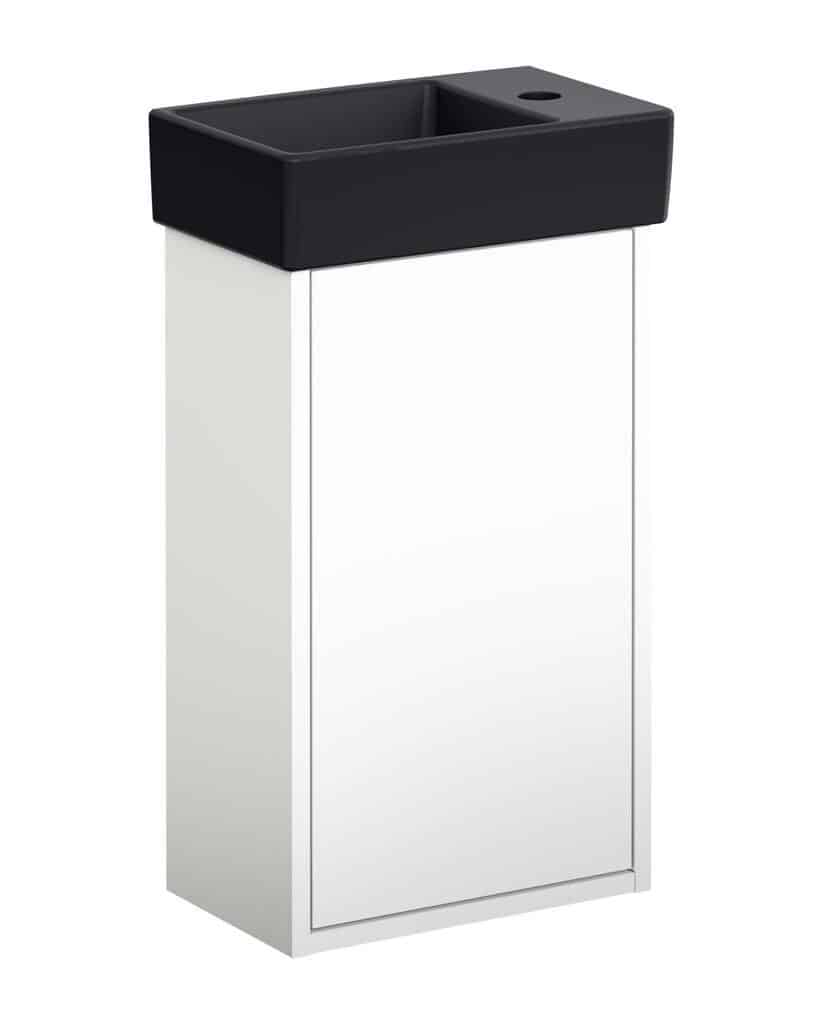 GBG Artic Small møbelsæt m/håndvask hh venstre 360 x 220 x 645 mm, hvid/sort