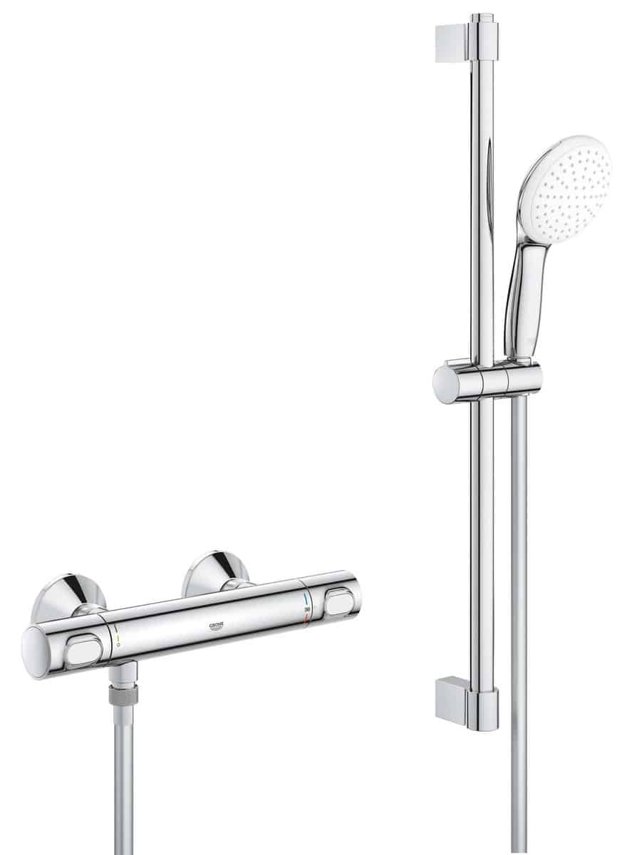 GROHE Grohtherm 500 termostat + brusestangsæt 600mm krom
