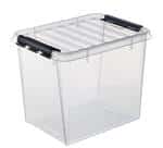 Plastkasse med låg klar 52l 50x39x41cm