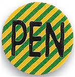 Mærke pvc ø12,5mm grøn/gul med pen