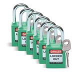 Sikkerhedslås lockout grøn 38mm pak 6stk