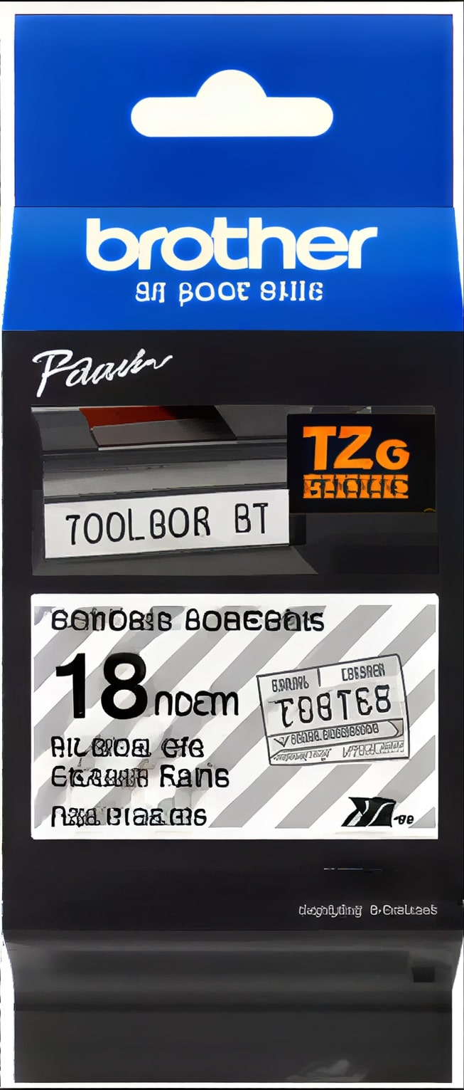 Tape 18mm sort tekst på klar ekstra