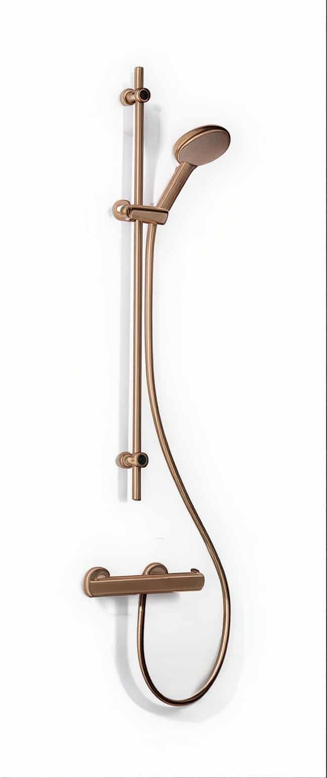 Termostatarmatur m/brusesæt børst bronze