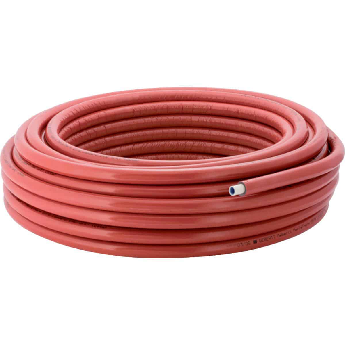 Geberit systemrør ML therm rundt præ-iosleret D=20mm isolering=10mm længde=50m rød