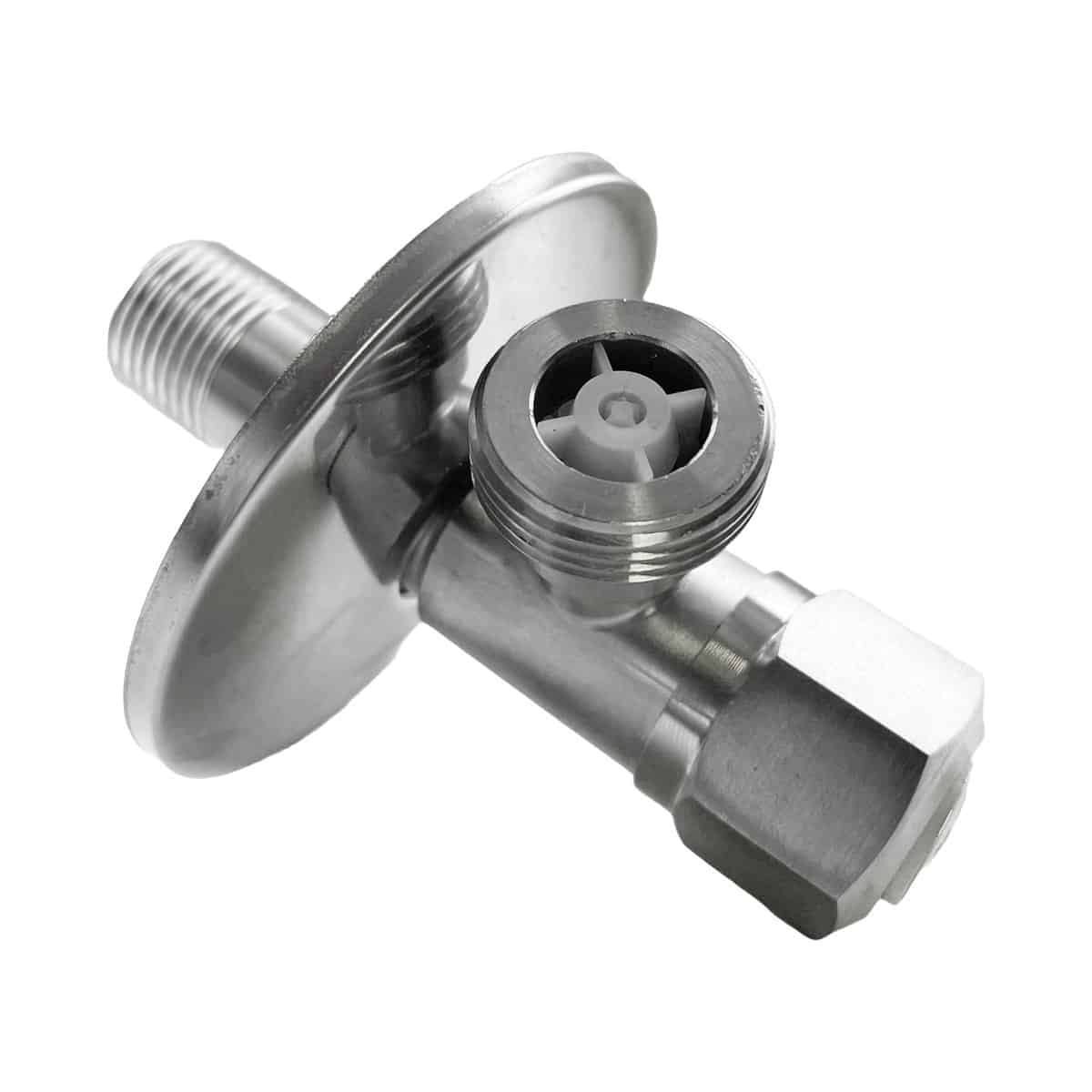 Rustfri stopventil 1/2 X 3/4" med kontra og keramisk spindel