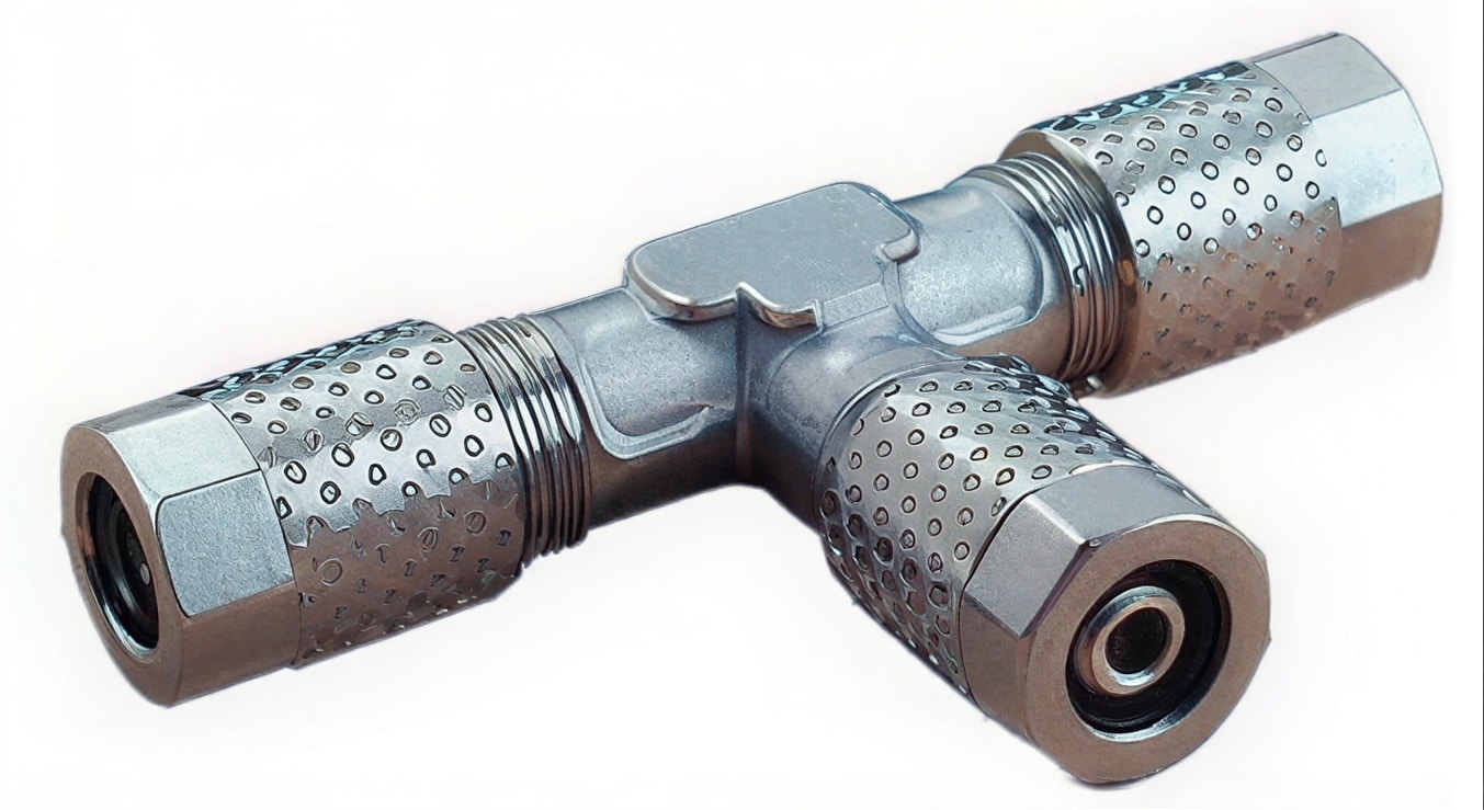 Tee connector 10/8mm nickel plated brass