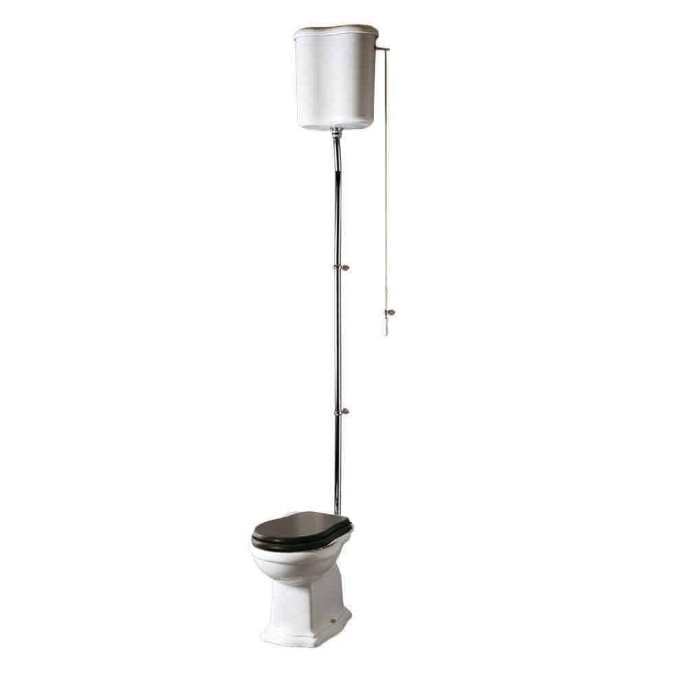 Lavabo Contea Retro High gulvstående toilet m/S-lås hvid m/sæde i valnød