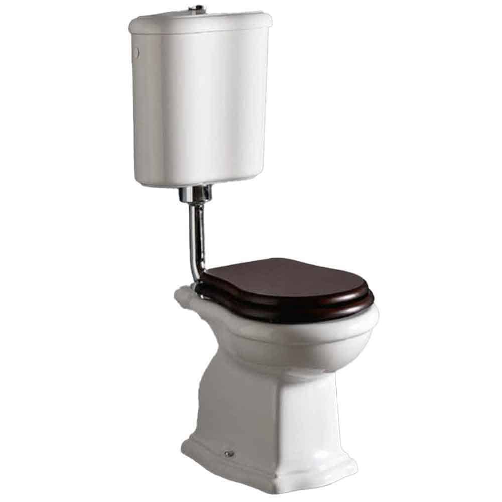 Lavabo Contea Retro Low gulvstående toilet m/S-lås hvid m/sæde i valnød