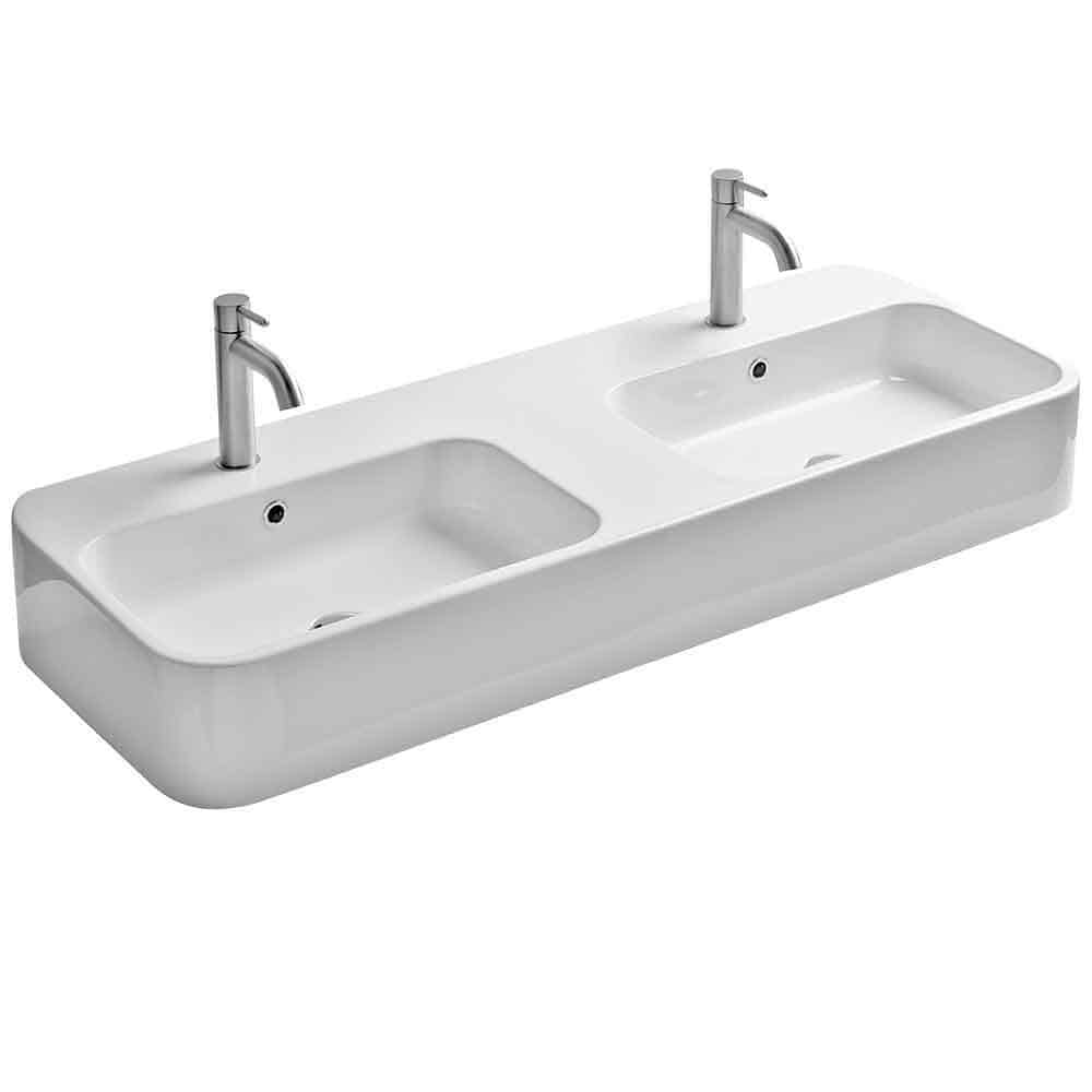 Lavabo Cosa 120 dobbelt håndvask m/hanehul hvid