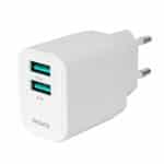 Deltaco usb-vægoplader, 2x usb-a, 12 w