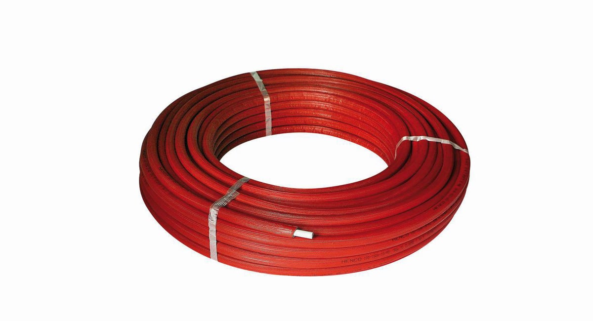 Henco PEX-alu-PEX-rør præisoleret rød 16x2mmx100m 6mm iso