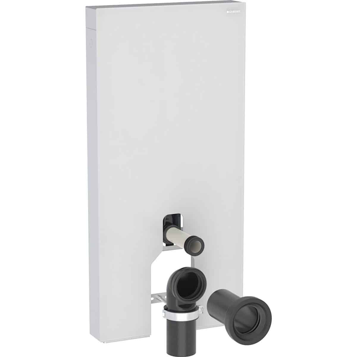 Geberit Monolith cisternemodul t/gulvst. toilet 101cm frontpaneler af glas: hvid/børstet aluminium