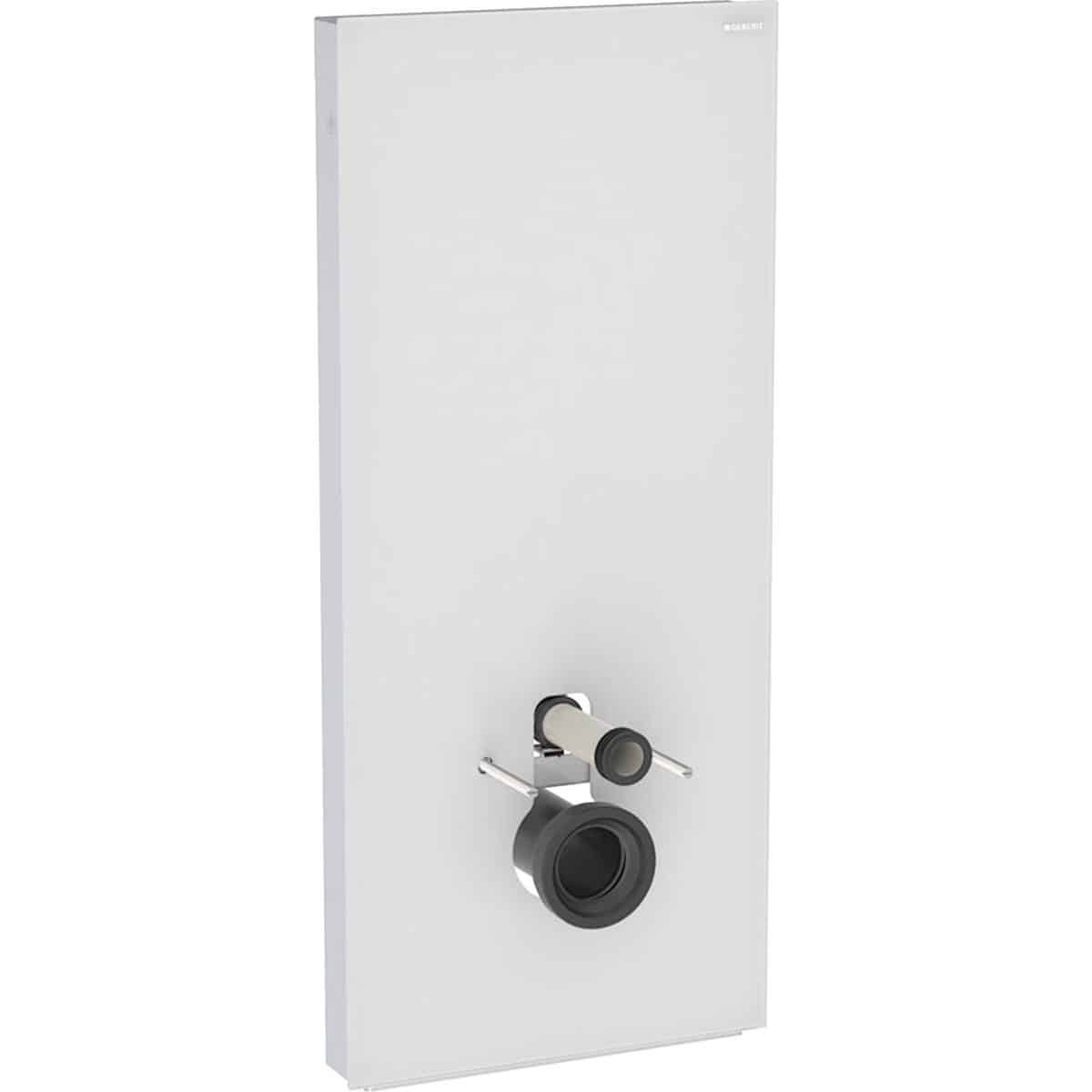 Geberit Monolith cisternemodul t/vægh. toilet 114 cm frontpaneler af glas: hvid/børstet aluminium