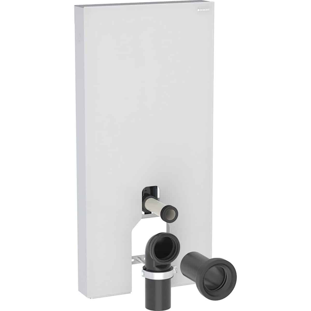 Geberit Monolith Plus cisternemodul t/gulvst. toilet 101cm frontpaneler af glas: hvid/børstet alumin