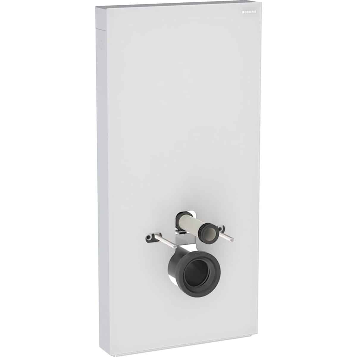 Geberit Monolith Plus cisternemodul t/vægh. toilet 101cm frontpaneler af glas: hvid/børstet aluminiu