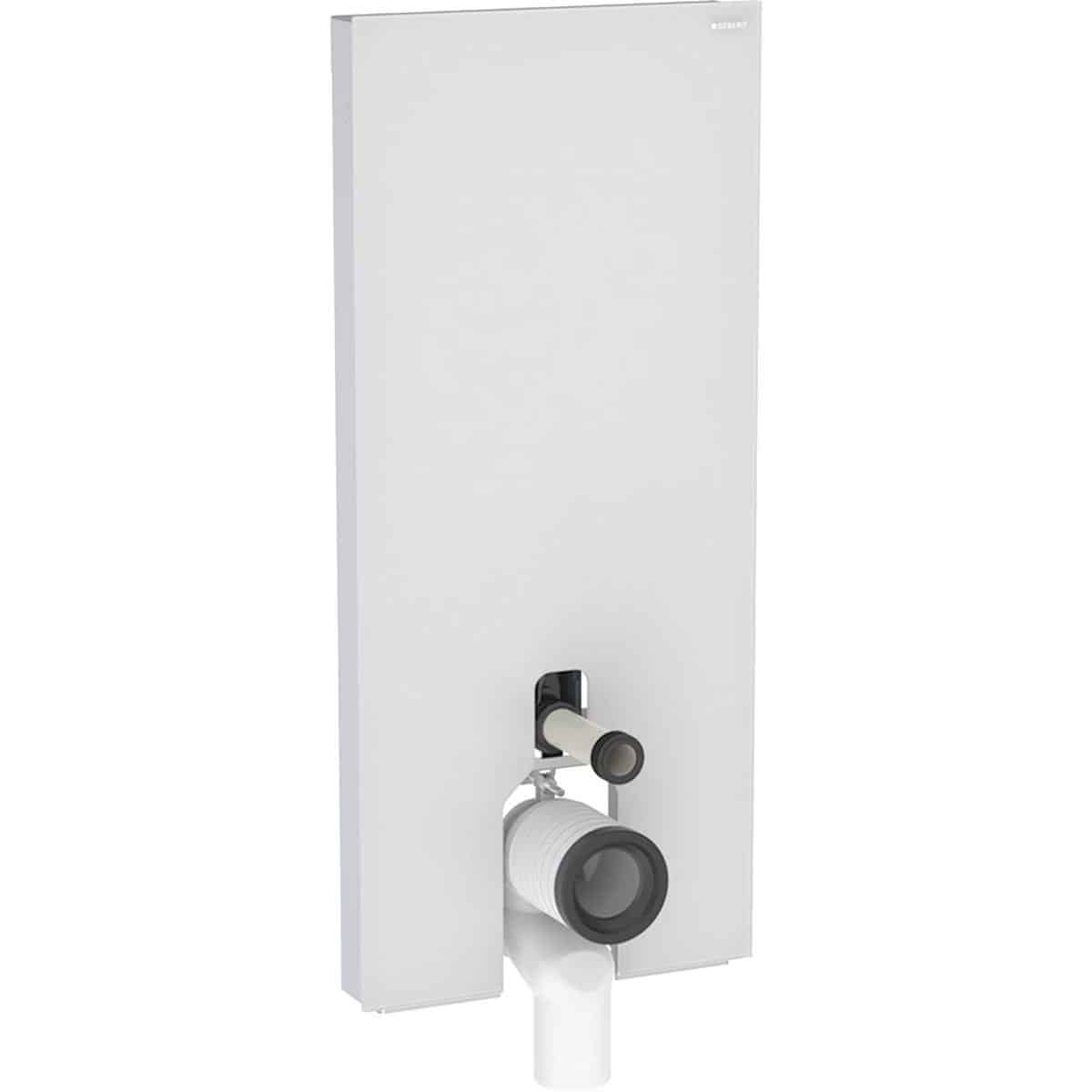 Geberit Monolith Plus cisternemodul t/gulvst. toilet 114cm frontpaneler af glas: hvid/børstet alumin