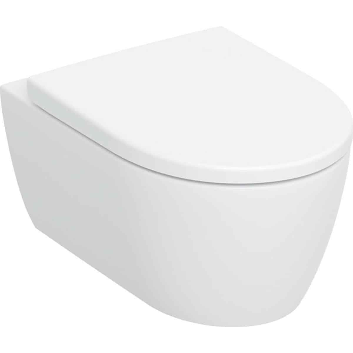 Geberit iCon sæt væghængt toilet TurboFlush inkl. toiletsæde T:53cm SC/QR hvid KeraTect