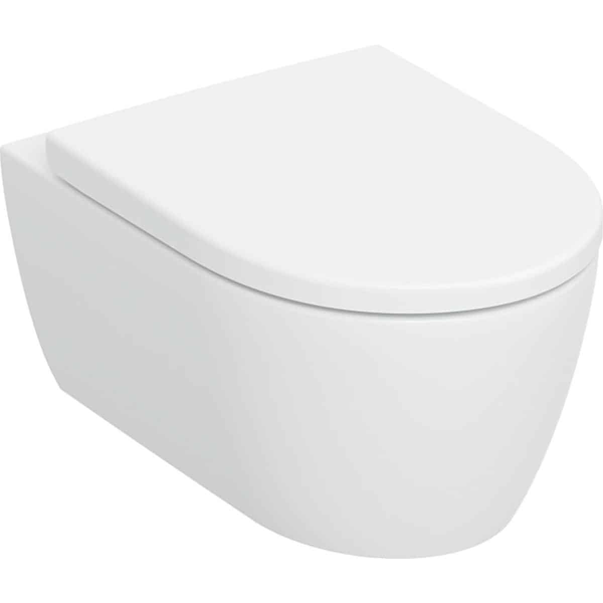 Geberit iCon sæt væghængt toilet TurboFlush inkl. toiletsæde T:53cm SC/QR mat hvid