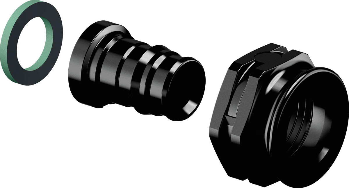 Uponor Q&E overgang med omløber PPSU sort 16 mm x 1/2"