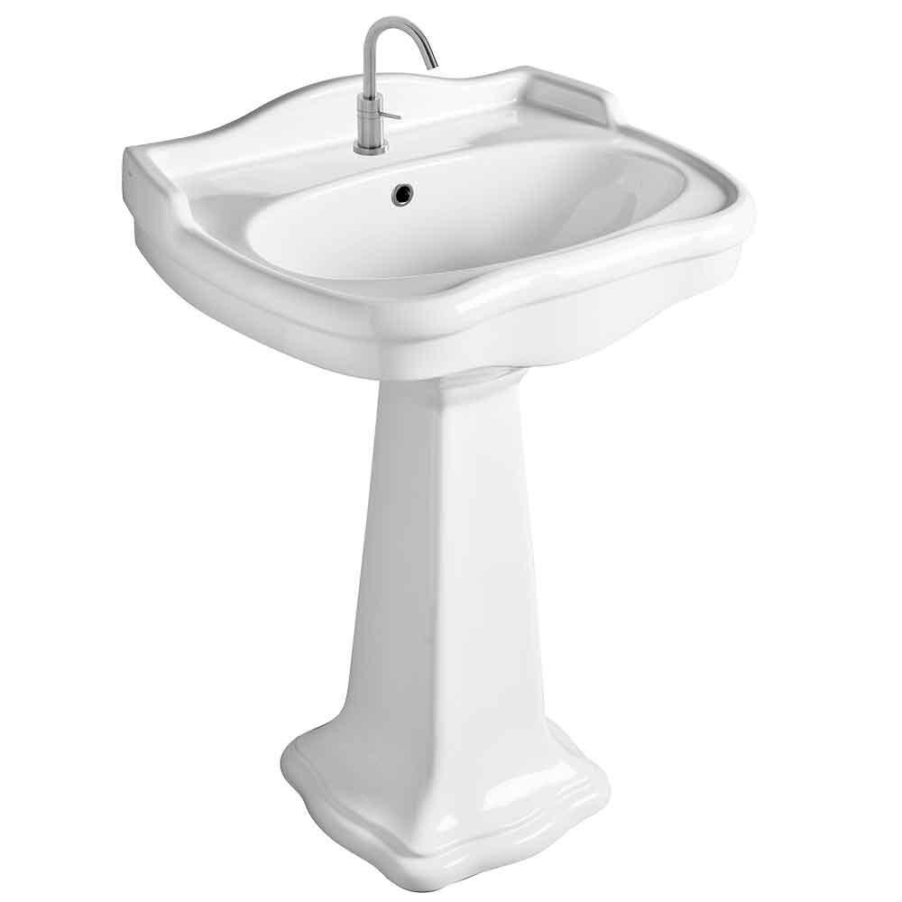 Lavabo Contea Retro 64 håndvask m/piedestal hvid