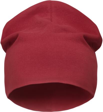 Beanie bomuld chilirød one size