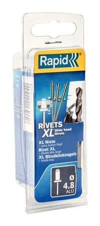 Nitte aluminium-stål ø4,8x30mm stor hov.
