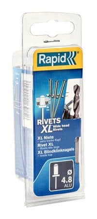Nitte aluminium-stål ø4,8x20mm stor hov.