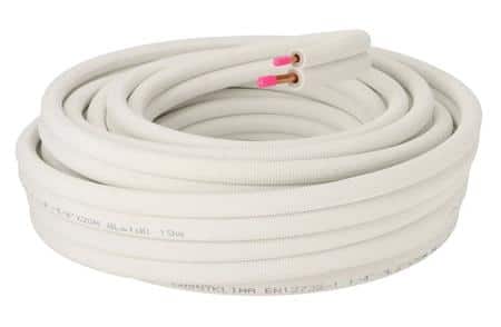 Dobbelt kobberrør 1/4"-5/8" 20m m. kappe