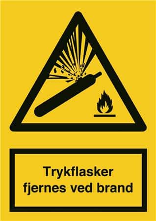 Advarselsskilte p trykflasker 297x210mm