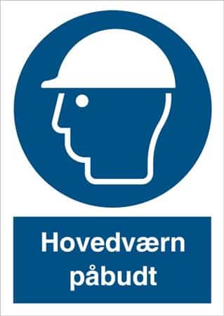 Skilt hovedværn påbudt refl. alu 210x148