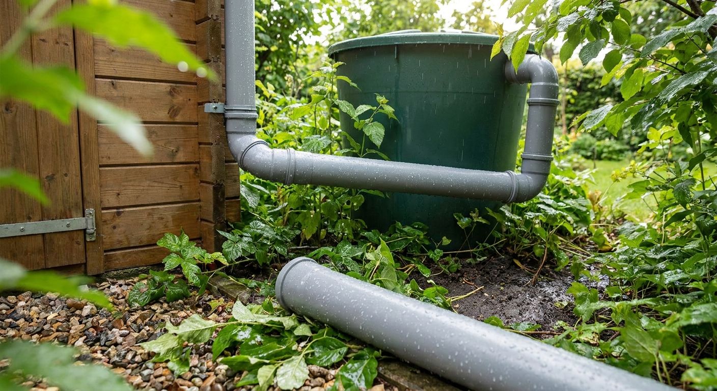 PVC-rør til regnvandsafledning i haven